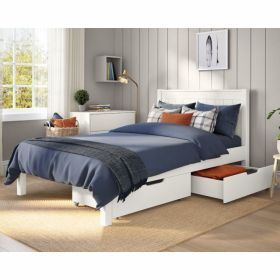 Stompa Classic Low End Small Double Bed in White with Drawers