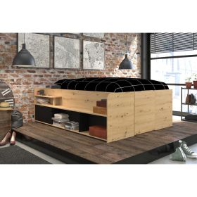 Parisot Travel Ottoman Storage Bed in Oak & Black