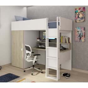 Kids Avenue Trasman Flow High Sleeper in White & Oak