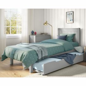 Stompa Classic Low End Single Bed in Grey with Open Trundle