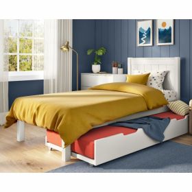 Stompa Classic Low End Single Bed in White with an Open Trundle