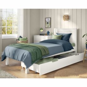Stompa Classic Low End Single Bed with Trundle in White