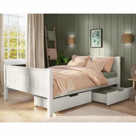 Stompa Classic Kids Small Double Bed with Drawers in White