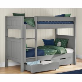 Stompa Classic Grey Bunk Bed with Underbed Storage Drawers