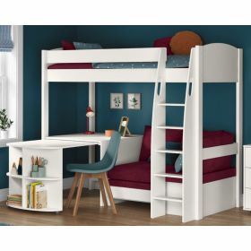 Stompa Uno S 22 High Sleeper With Berry Red Sofa Bed & Pull Out Desk