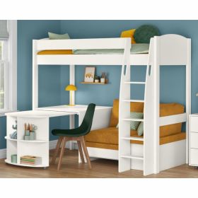 Stompa Uno S 22 High Sleeper with Mustard Yellow Sofa Bed & Pull Out Desk