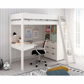 Kids Avenue Estella White High Sleeper with Desk & Storage