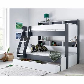 Oliver Storage Triple Sleeper Bunk Bed in Grey & White