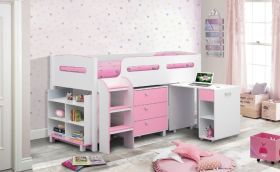 Julian Bowen Kimbo Pink Mid Sleeper Cabin Bed