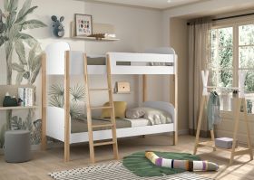 Vipack Kiddy Bunk Bed in White and Pine