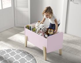 Vipack Kiddy Wooden Kids Toy Box in Pastel Pink