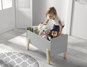 Vipack Kiddy Wooden Kids Toy Box in Grey