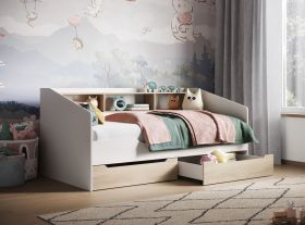 Flair Leni Day Bed with Storage in White and Oak
