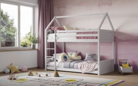 Flair Luna House Low Bunk Bed in White + 2 x Premier Sprung Mattresses