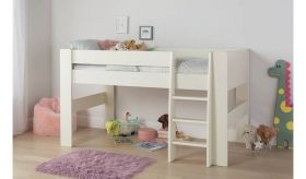 Steens Memphis UK Midsleeper Bed in Solid Plain White + FREE Play Tent