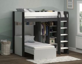 Flair Hampton L Shape Bunk Bed in White and Grey