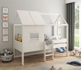 Kids Avenue Ordi Mini Playhouse Mid Sleeper Bed in White