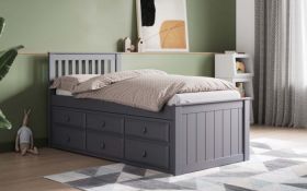 Ollie Captain's Guest Bed with Underbed & Storage in Grey 