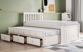 Ollie Captain's Guest Bed with Underbed & Storage in White