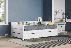 Isaac Day Bed with Trundle in White