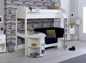 Kids Avenue Noah D High Sleeper Bed with Sofabed and Large Pull Out Desk