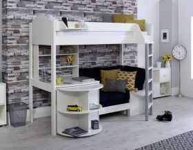 Kids Avenue Noah E High Sleeper Bed with Sofabed, Large Pull Out Desk and Shelving