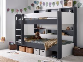 Oliver Grey & White Wooden Storage Bunk Bed