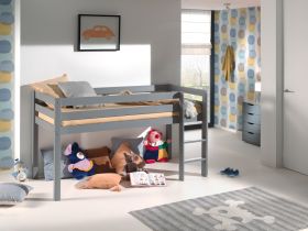 Vipack Pino Mid Sleeper Bed in Grey