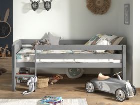 Vipack Pino Low Mid Sleeper Bed in Grey