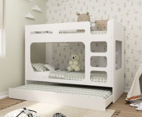Kidsaw Sirius Pod Bunk Bed in White with Underbed Trundle