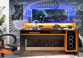 Flair Power LED Gaming Desk in Black & Orange