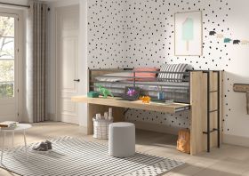 Vipack Sam Mid Sleeper Cabin Bed with Pull Out Desk - Choose Your Colour