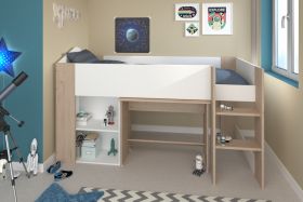 Parisot Shelter Midsleeper Bed in White and Oak