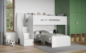 Flair Stepaside Staircase L Shaped Bunk Bed in White