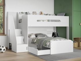Flair Stepaside Staircase L Shaped Bunk Bed in White