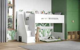 Flair Stepaside Staircase High Sleeper Bed in White