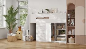 Flair Stepaside Staircase High Sleeper Storage Station in White