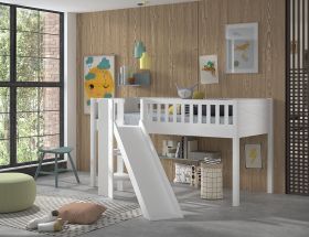 Vipack Scott Mid Sleeper Bed with Slide in Brilliant White