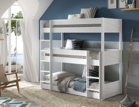 Vipack Scott Triple Bunk Bed in Brilliant White