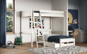 Astral Small Double High Sleeper Bed with Single Bed in White