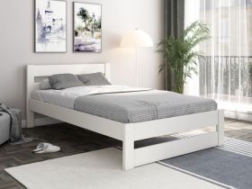 Astral Solid Wood Small Double Bed in White with Optional Storage