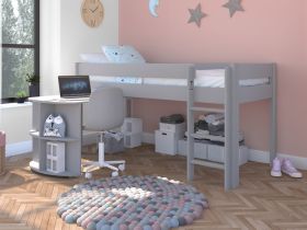 Stompa Uno Grey Mid Sleeper Bed with Pull Out Desk