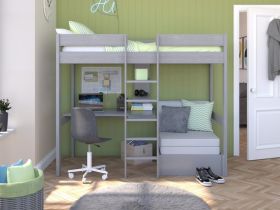 Stompa Uno 5 High Sleeper with Desk and Sofa Bed in Grey