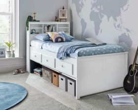 Veera Guest Bed in White - With Storage