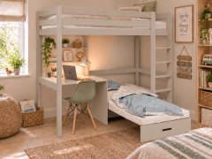 Kids Avenue Hit Highsleeper Bed with Sofabed & Desk in Cashmere