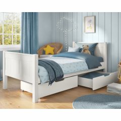 Stompa Classic Single Bed with Drawers in White