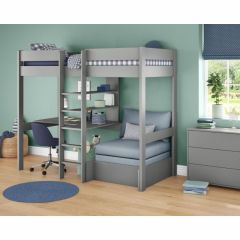 Stompa Uno 5 High Sleeper with Desk and Sofa Bed in Grey
