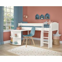 Stompa Uno S Mid Sleeper With Pull Out Desk in White