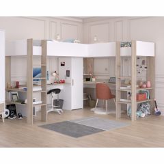 Parisot Alexandra L Shaped High Sleeper in White & Oak