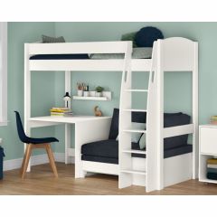 Stompa Uno S High Sleeper with Desk and Ocean Blue Sofa Bed